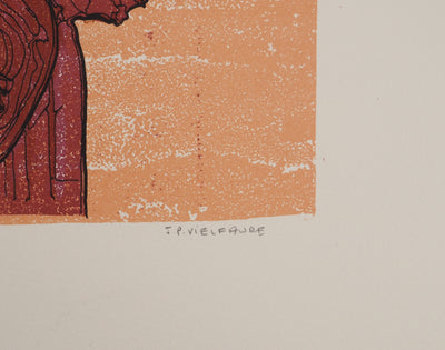 Jean-Pierre VIELFAURE : Figure abstraite, Lithographie originale (photo de détail 2) - Crédit photo : Galerie Art.Paris