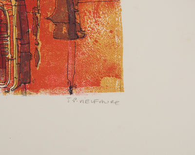Jean-Pierre VIELFAURE : Rouages incandescents, Lithographie originale (photo de détail 2) - Crédit photo : Galerie Art.Paris