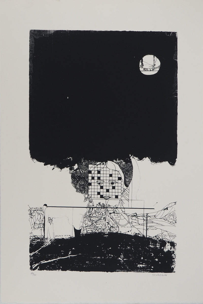 Jean-Pierre VIELFAURE : Visage en construction, Sérigraphie originale (vue générale) - Crédit photo : Galerie Art.Paris