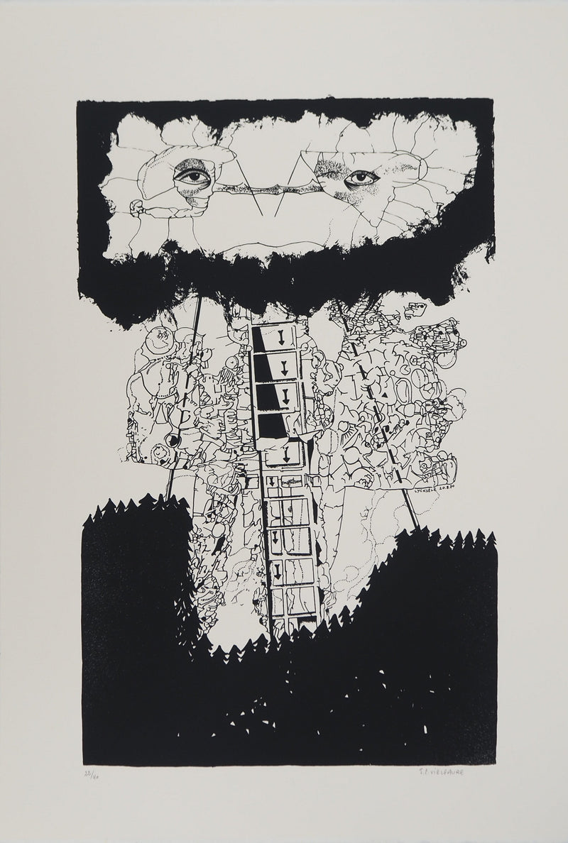 Jean-Pierre VIELFAURE : Descente céleste, Sérigraphie originale (vue générale) - Crédit photo : Galerie Art.Paris