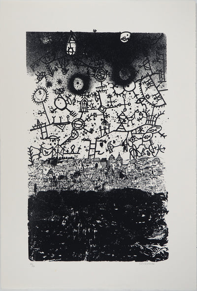 Jean-Pierre VIELFAURE : Echos du village, Sérigraphie originale (vue générale) - Crédit photo : Galerie Art.Paris