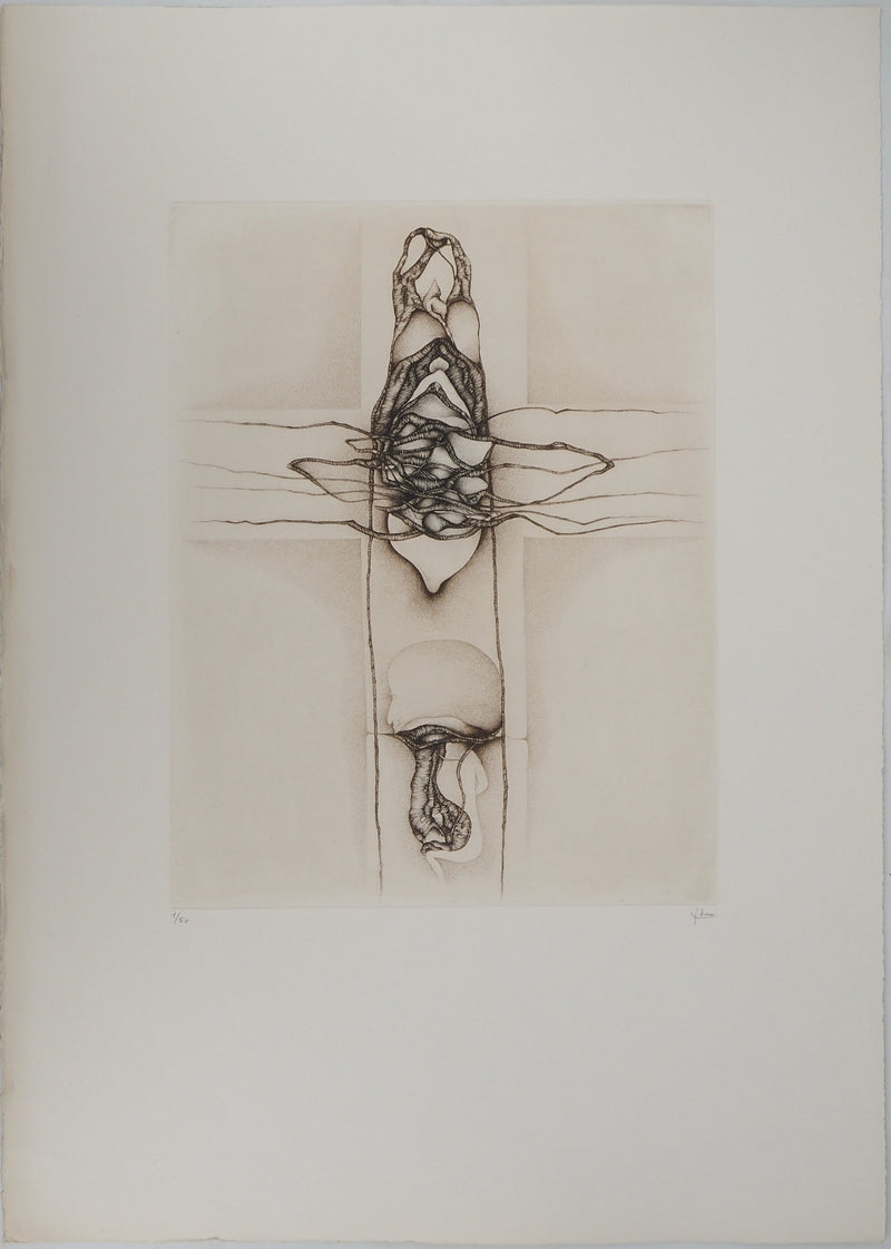 Fred DEUX : Dans la croix, Gravure originale (vue générale) - Crédit photo : Galerie Art.Paris