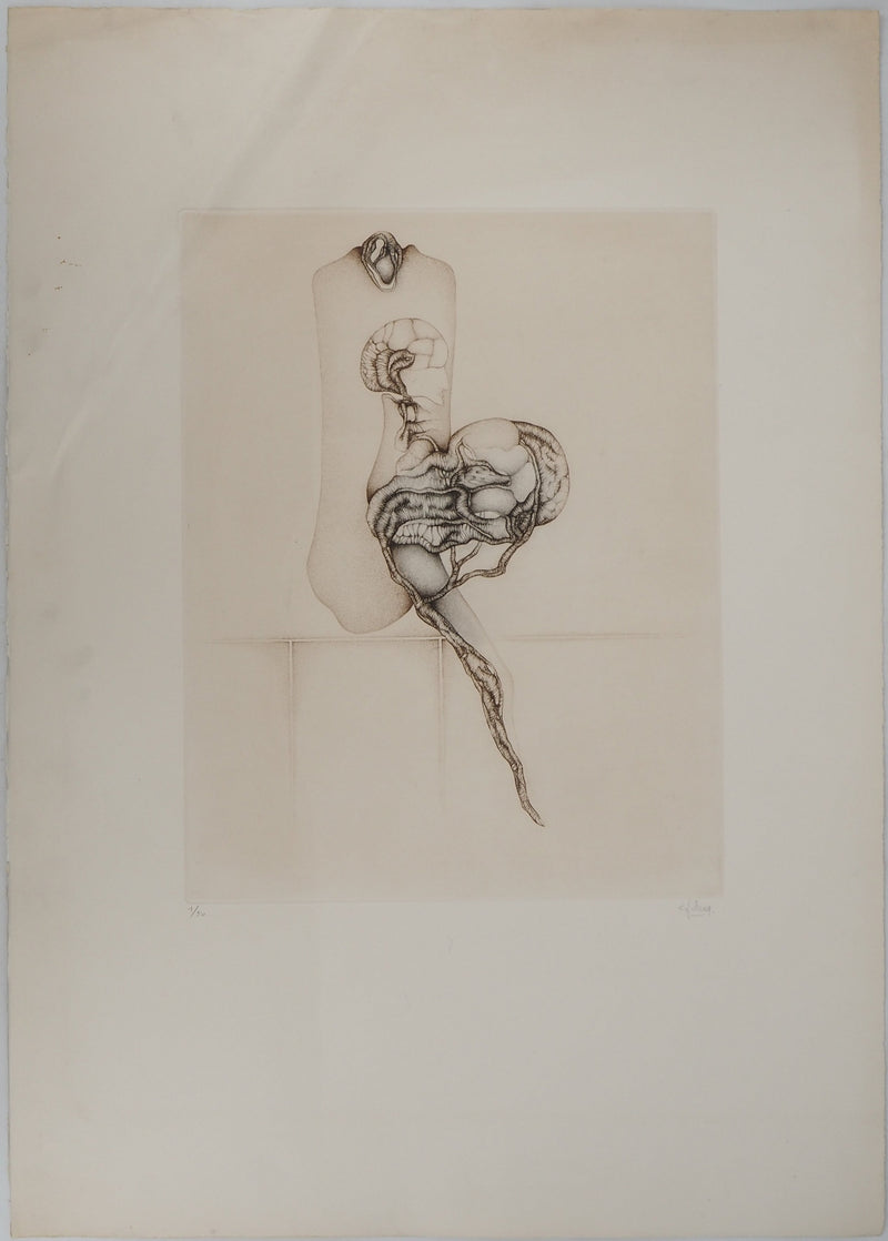 Fred DEUX : Du dormeur de traits, Gravure originale (vue générale) - Crédit photo : Galerie Art.Paris