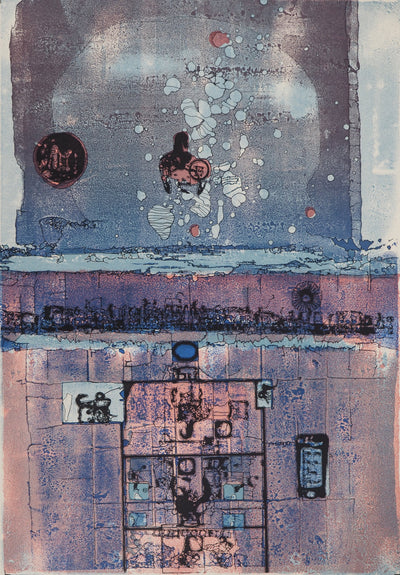 Jean-Pierre VIELFAURE : Composition bleue et rose, Lithographie originale (photo de détail 3) - Crédit photo : Galerie Art.Paris