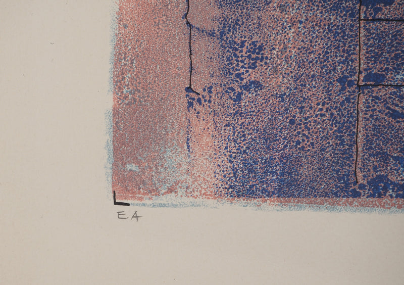 Jean-Pierre VIELFAURE : Composition bleue et rose, Lithographie originale (photo de détail 8) - Crédit photo : Galerie Art.Paris