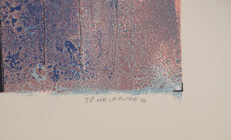 Jean-Pierre VIELFAURE : Composition bleue et rose, Lithographie originale (photo de détail 2) - Crédit photo : Galerie Art.Paris