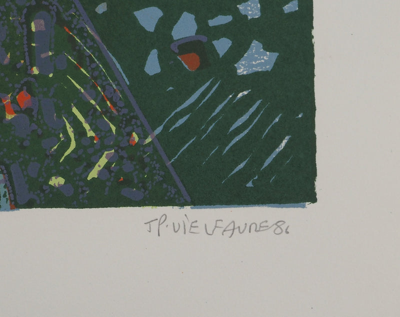 Jean-Pierre VIELFAURE : La sphère bleue, Lithographie originale (photo de détail 2) - Crédit photo : Galerie Art.Paris