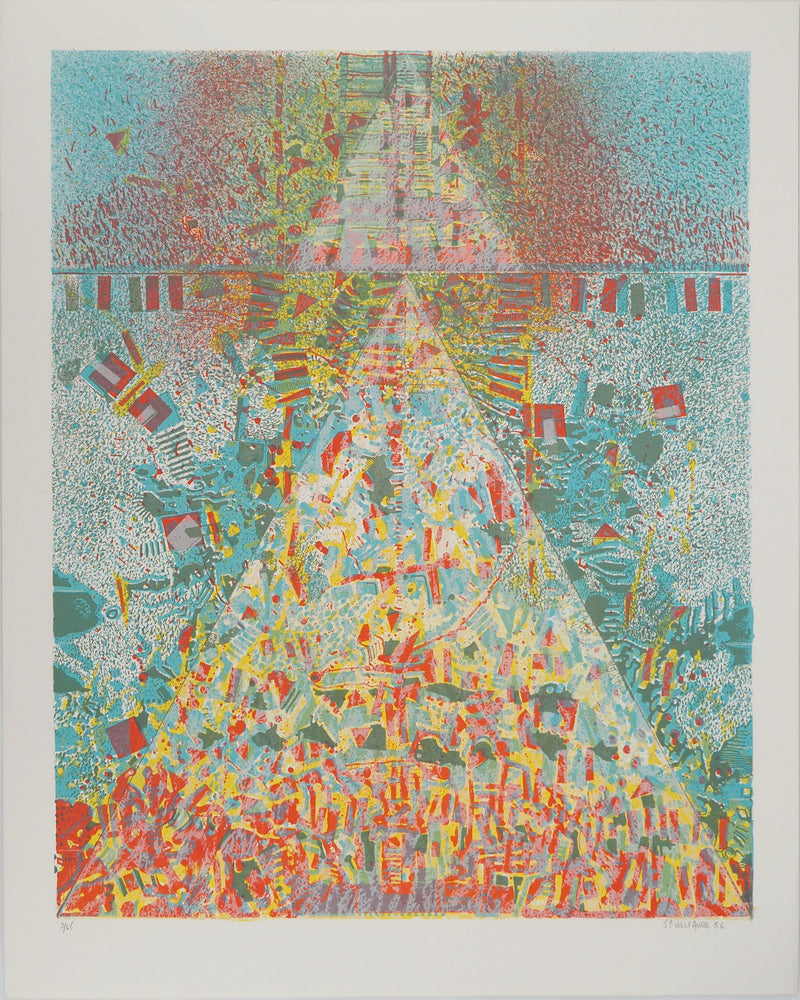 Jean-Pierre VIELFAURE : Composition multicolore, Lithographie originale (vue générale) - Crédit photo : Galerie Art.Paris