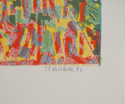 Jean-Pierre VIELFAURE : Composition multicolore, Lithographie originale (photo de détail 2) - Crédit photo : Galerie Art.Paris