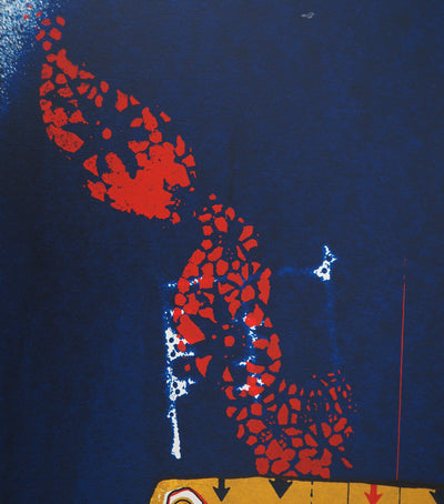 Jean-Pierre VIELFAURE : Robot sur fond bleu, Lithographie originale (photo de détail 6) - Crédit photo : Galerie Art.Paris