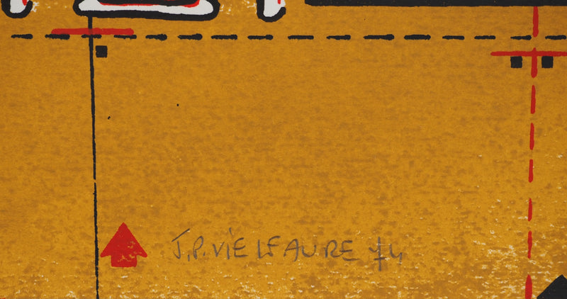Jean-Pierre VIELFAURE : Robot sur fond bleu, Lithographie originale (photo de détail 2) - Crédit photo : Galerie Art.Paris