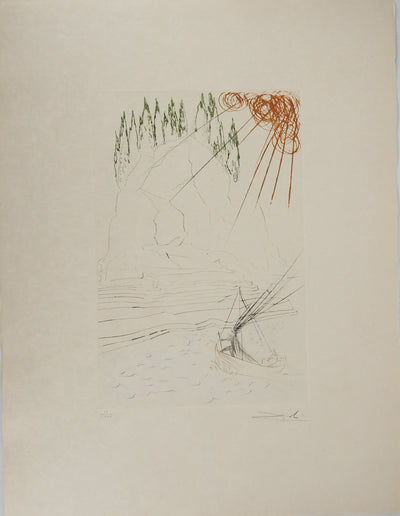 Salvador DALI : Le combat avec le Morhoult, Gravure originale (vue générale) - Crédit photo : Galerie Art.Paris