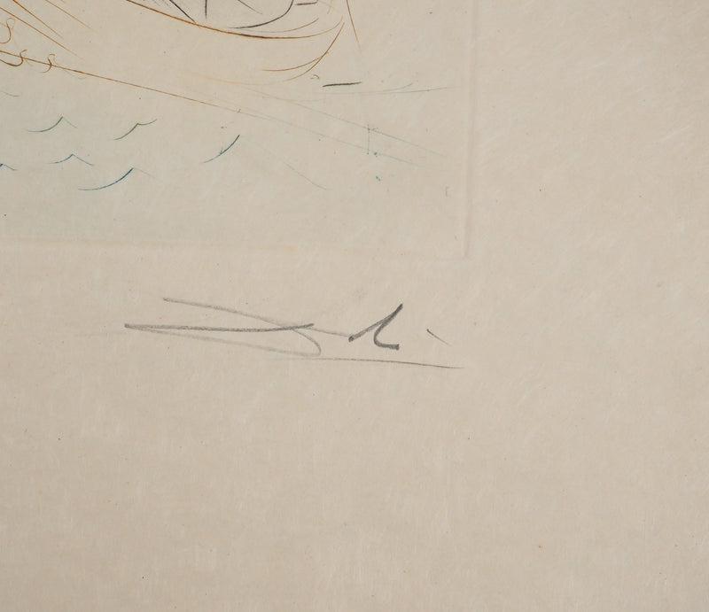 Salvador DALI : Le combat avec le Morhoult, Gravure originale (photo de détail 2) - Crédit photo : Galerie Art.Paris