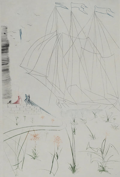 Salvador DALI : L'arrivée d'Iseult, Gravure originale (photo de détail 3) - Crédit photo : Galerie Art.Paris