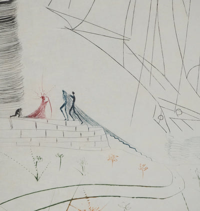 Salvador DALI : L'arrivée d'Iseult, Gravure originale (photo de détail 4) - Crédit photo : Galerie Art.Paris