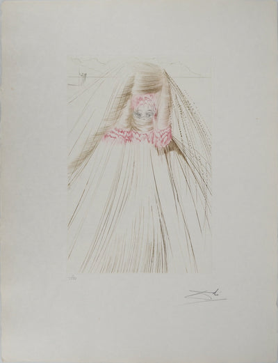 Salvador DALI : La reine à la tunique de soie, Gravure originale (vue générale) - Crédit photo : Galerie Art.Paris