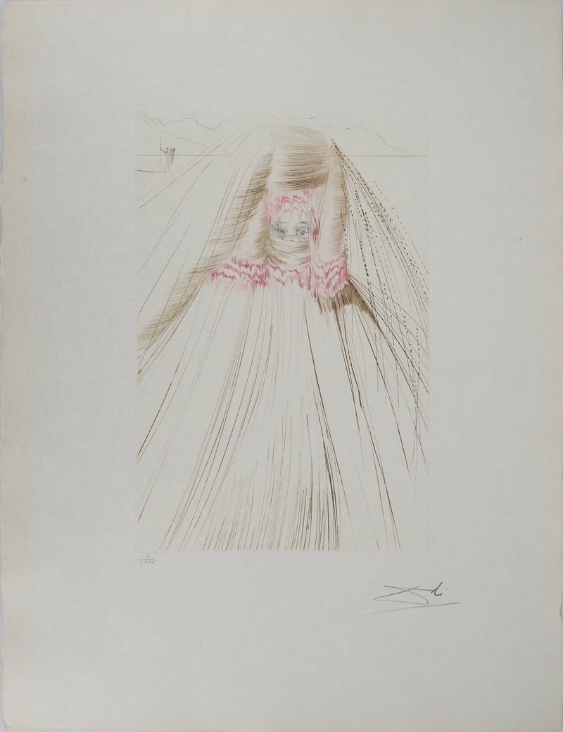 Salvador DALI : La reine à la tunique de soie, Gravure originale (vue générale) - Crédit photo : Galerie Art.Paris