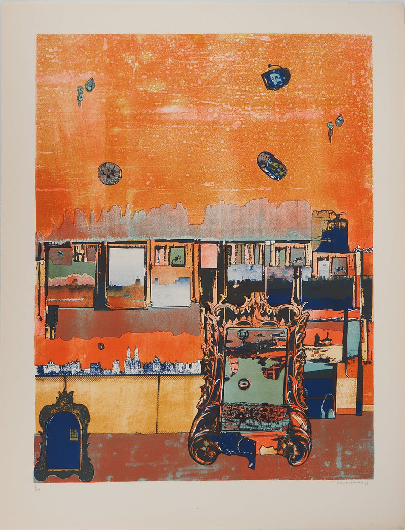Jean-Pierre VIELFAURE : Composition au miroir, Lithographie originale (vue générale) - Crédit photo : Galerie Art.Paris