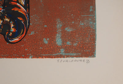 Jean-Pierre VIELFAURE : Composition au miroir, Lithographie originale (photo de détail 2) - Crédit photo : Galerie Art.Paris