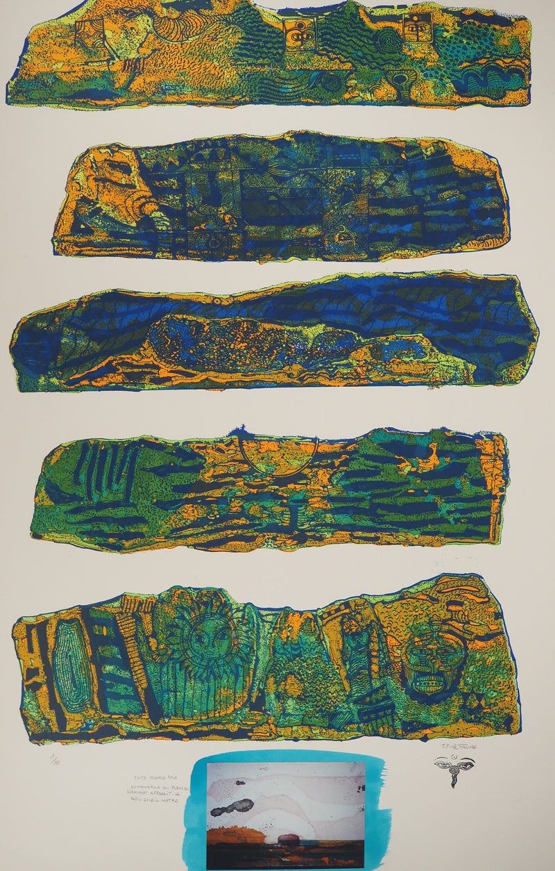 Jean-Pierre VIELFAURE : Suite Marco Polo : Dieu Soleil Hatra, Lithographie originale (photo de détail 3) - Crédit photo : Galerie Art.Paris