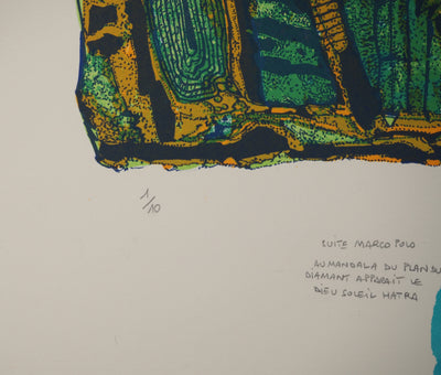 Jean-Pierre VIELFAURE : Suite Marco Polo : Dieu Soleil Hatra, Lithographie originale (photo de détail 8) - Crédit photo : Galerie Art.Paris