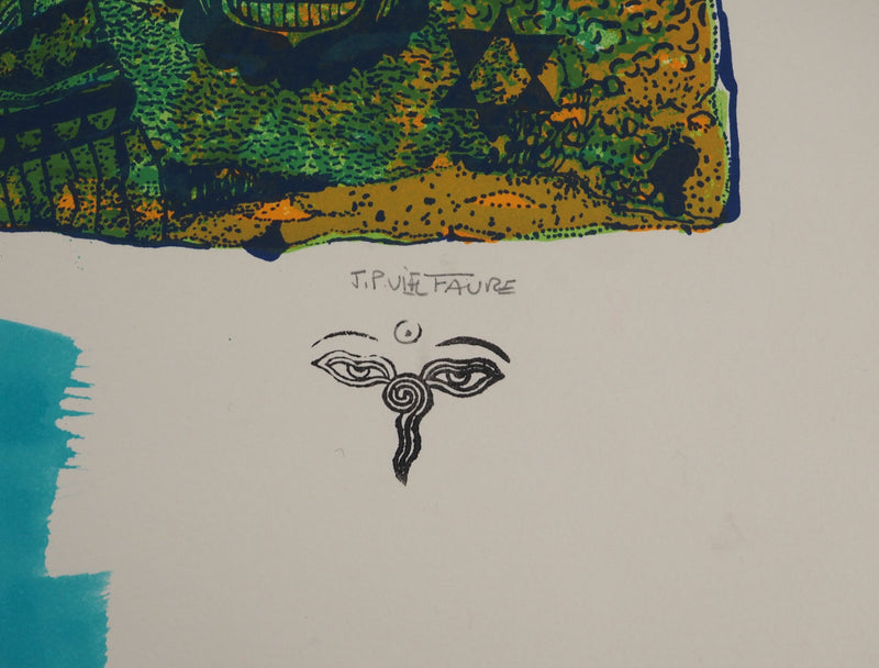 Jean-Pierre VIELFAURE : Suite Marco Polo : Dieu Soleil Hatra, Lithographie originale (photo de détail 2) - Crédit photo : Galerie Art.Paris
