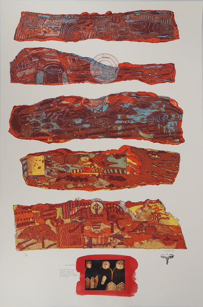 Jean-Pierre VIELFAURE : Suite Marco Polo : Les musiciens, Lithographie originale (vue générale) - Crédit photo : Galerie Art.Paris