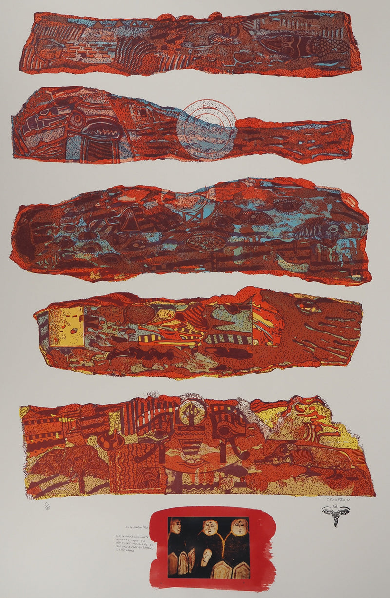 Jean-Pierre VIELFAURE : Suite Marco Polo : Les musiciens, Lithographie originale (photo de détail 3) - Crédit photo : Galerie Art.Paris