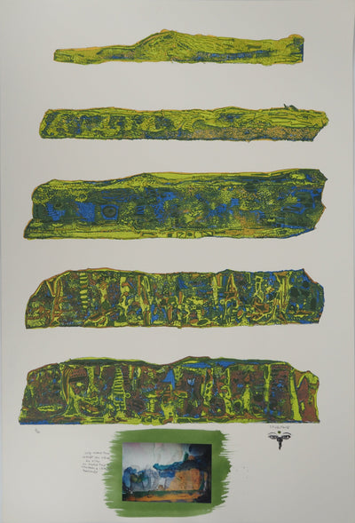 Jean-Pierre VIELFAURE : Suite Marco Polo : La forêt aux stèles, Lithographie originale (vue générale) - Crédit photo : Galerie Art.Paris