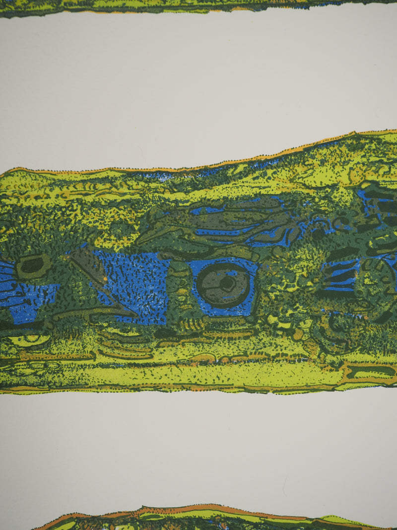 Jean-Pierre VIELFAURE : Suite Marco Polo : La forêt aux stèles, Lithographie originale (photo de détail 4) - Crédit photo : Galerie Art.Paris