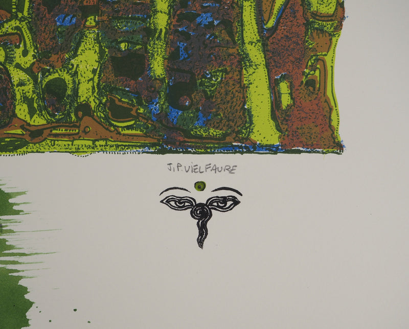 Jean-Pierre VIELFAURE : Suite Marco Polo : La forêt aux stèles, Lithographie originale (photo de détail 2) - Crédit photo : Galerie Art.Paris