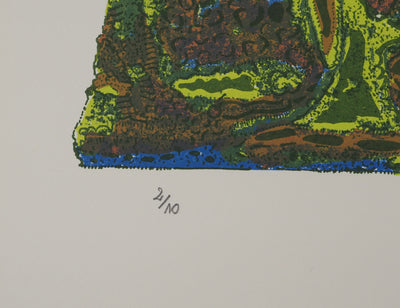 Jean-Pierre VIELFAURE : Suite Marco Polo : La forêt aux stèles, Lithographie originale (photo de détail 7) - Crédit photo : Galerie Art.Paris