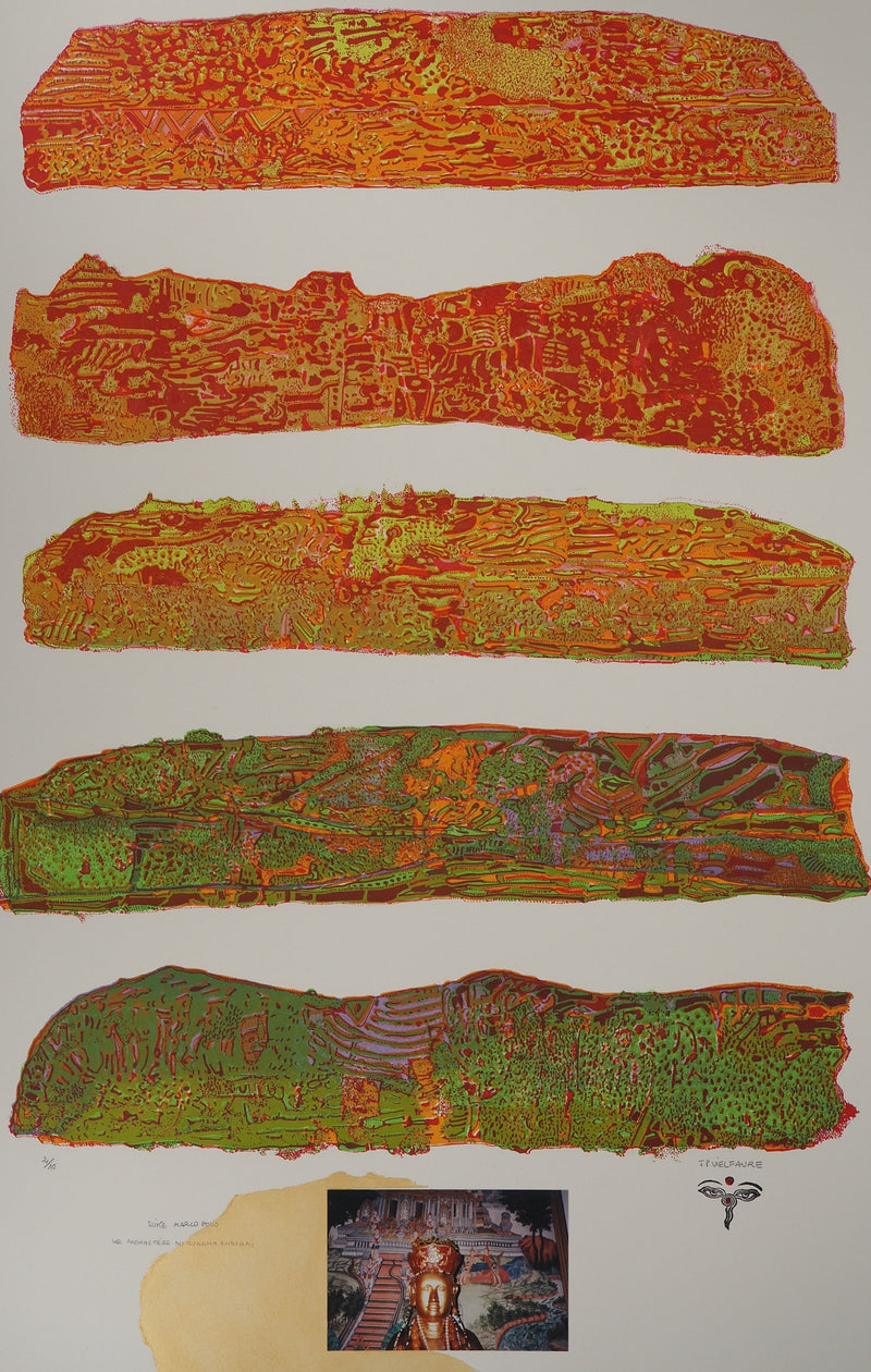 Jean-Pierre VIELFAURE : Suite Marco Polo : Le monastère, Lithographie originale (photo de détail 3) - Crédit photo : Galerie Art.Paris