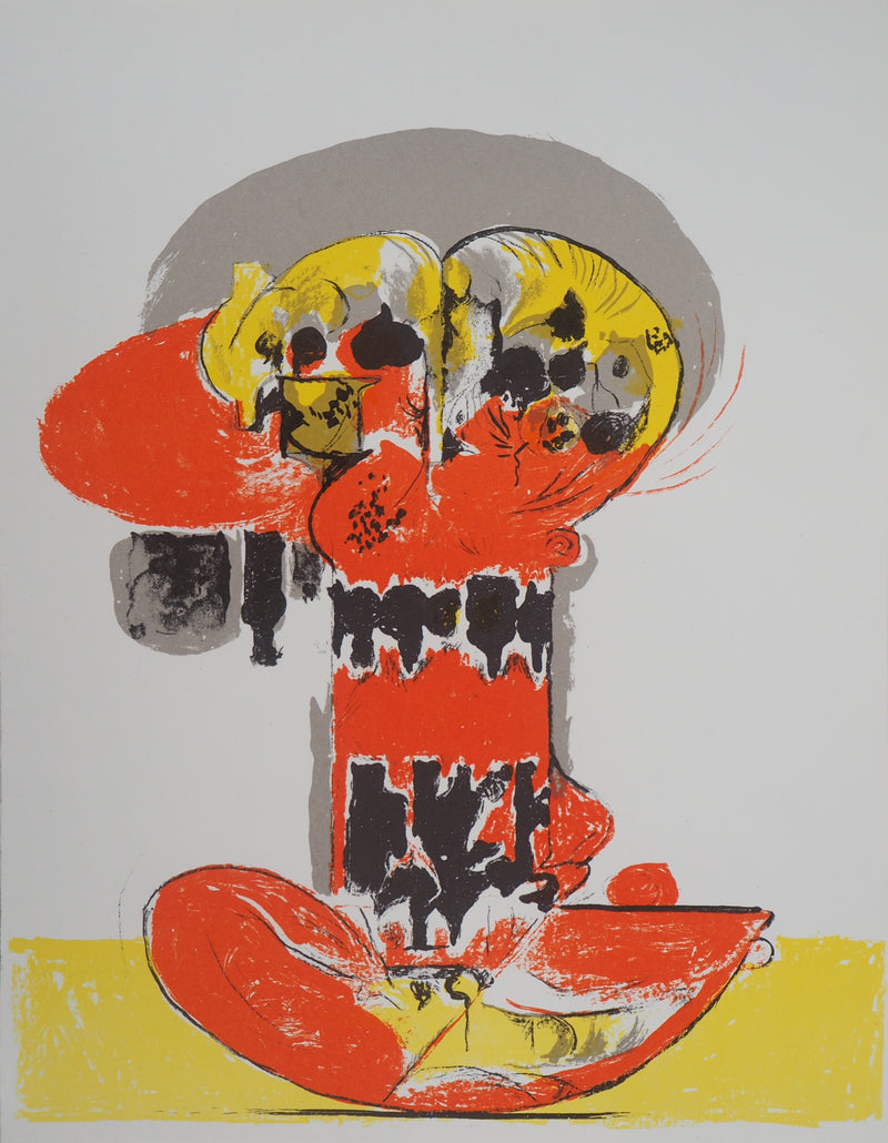 Graham SUTHERLAND : Composition en jaune et rouge, Lithographie originale (vue générale) - Crédit photo : Galerie Art.Paris