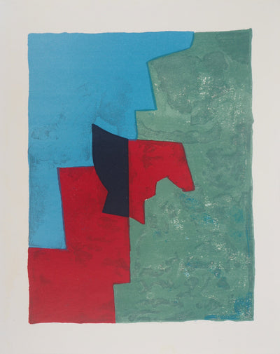 Serge POLIAKOFF : Composition rouge, verte et bleue, Lithographie originale (vue générale) - Crédit photo : Galerie Art.Paris