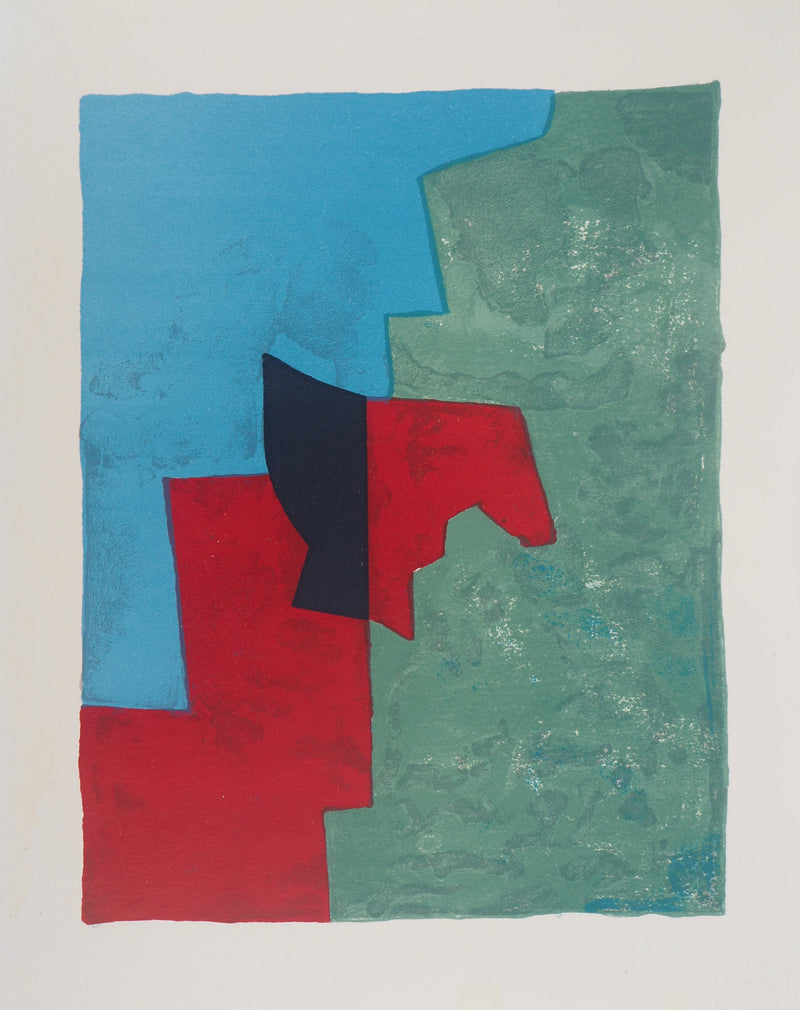 Serge POLIAKOFF : Composition rouge, verte et bleue, Lithographie originale (vue générale) - Crédit photo : Galerie Art.Paris