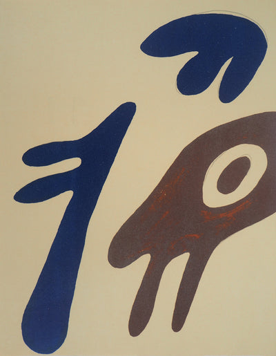 Jean ARP : Tête, torse et nombril sur table (Trois éléments), Lithographie originale (vue générale) - Crédit photo : Galerie Art.Paris