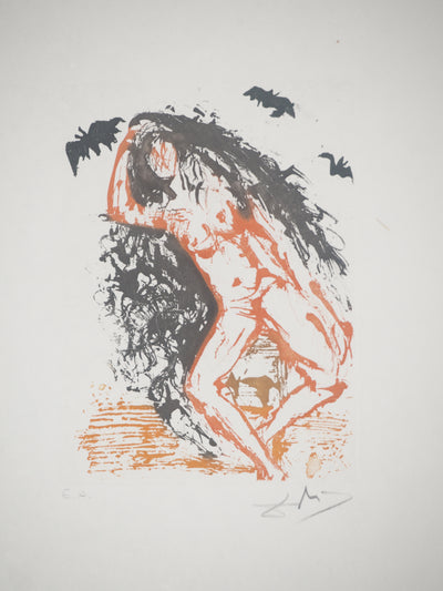 Salvador DALI : La paresse, Gravure originale (photo de détail 2) - Crédit photo : Galerie Art.Paris