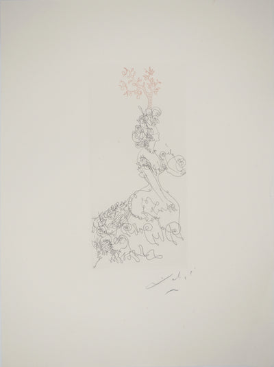 Salvador DALI : La dame de l'orangerie, Gravure originale (vue générale) - Crédit photo : Galerie Art.Paris