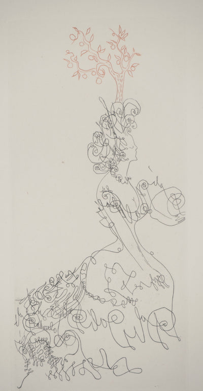 Salvador DALI : La dame de l'orangerie, Gravure originale (photo de détail 3) - Crédit photo : Galerie Art.Paris