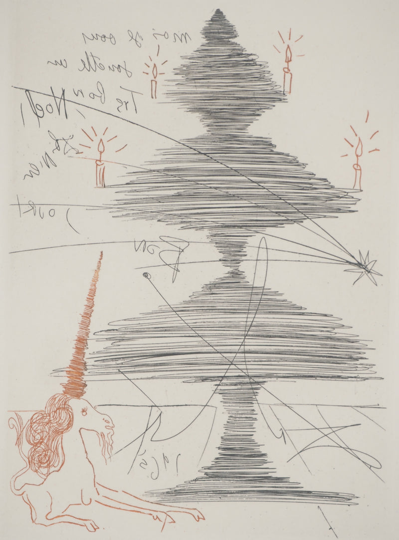 Salvador DALI : Arbre de Noël à la licorne, Gravure originale (photo de détail 3) - Crédit photo : Galerie Art.Paris