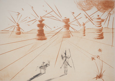 Salvador DALI : Don Quichotte et les moulins à vent, Gravure originale (photo de détail 3) - Crédit photo : Galerie Art.Paris