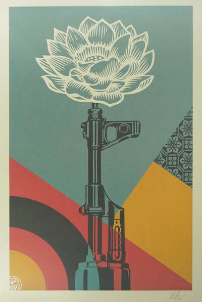 Shepard FAIREY : AK-47 Lotus, Sérigraphie originale signée