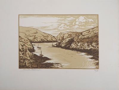 Camille BELTRAND : Belle-Isle, Port du Vieux Château, Gravure sur bois originale (photo de détail 3) - Crédit photo : Galerie Art.Paris
