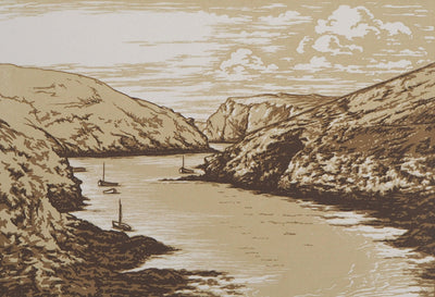 Camille BELTRAND : Belle-Isle, Port du Vieux Château, Gravure sur bois originale (photo de détail 4) - Crédit photo : Galerie Art.Paris