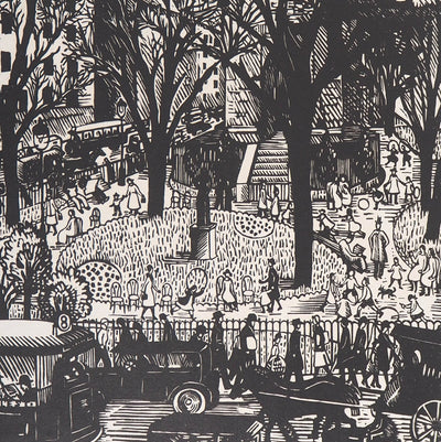 Paule MARROT : Paris, Square de la Tour St-Jacques, Gravure sur bois originale signée