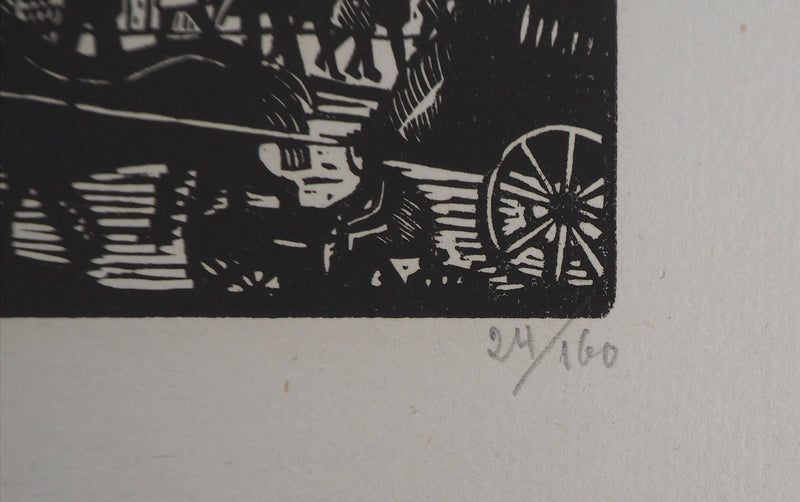 Paule MARROT : Paris, Square de la Tour St-Jacques, Gravure sur bois originale signée