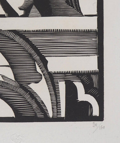 Georges LEMOINE : Le Stryge de Notre-Dame de Paris, Gravure sur bois originale signée