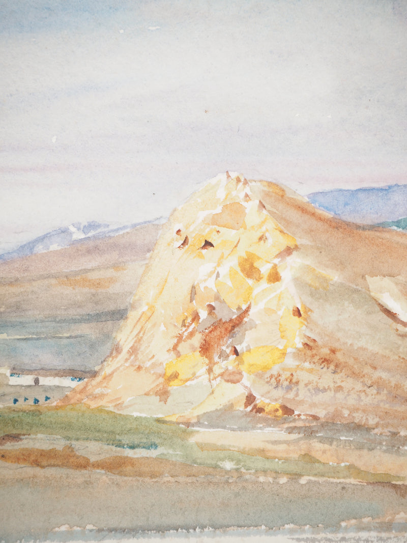 René LEVERD : Boghart, Vue sur la montagne, Aquarelle originale signée