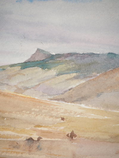René LEVERD : Boghart, Vue sur la montagne, Aquarelle originale signée